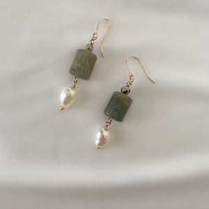 Stone and Pearl Earrings